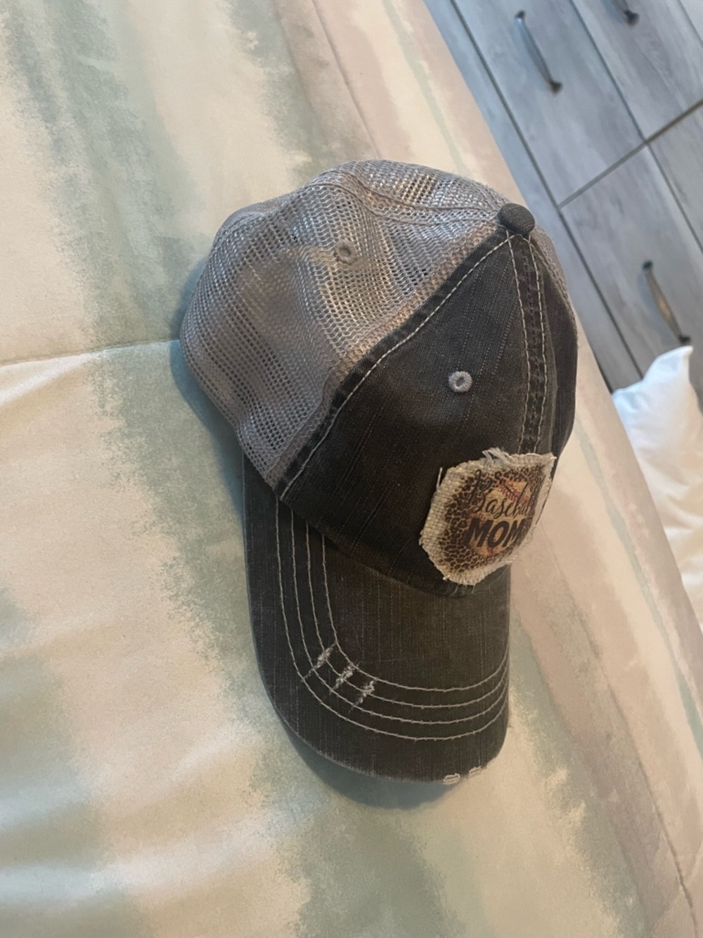 Washed Black Distressed Mesh Back Baseball Cap